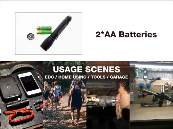 zumbido alto conduzido do lúmen da tecla das baterias da forma resistente 2*AA cree tradicional a lanterna elétrica da pena