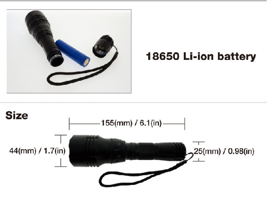 Lanterna elétrica de mergulho do diodo emissor de luz do tamanho 18650 pequenos resistentes com interruptor da rotação do controle do ímã
