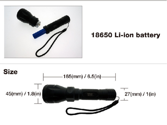 Resistência de água de mergulho da lanterna elétrica IPX8 do diodo emissor de luz de Handsize com a bateria do íon de 18650 Li
