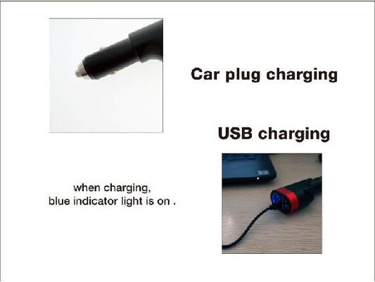 Carregamento recarregável da tomada do carro da lanterna elétrica 1W do diodo emissor de luz da emergência do interruptor do polegar